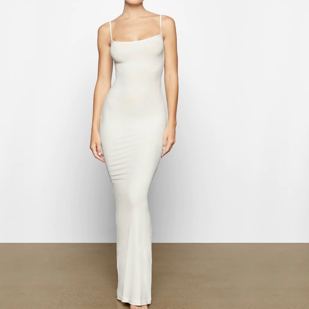 SKIMS SOFT LOUNGE LONG SLIP DRESS | MARBLE